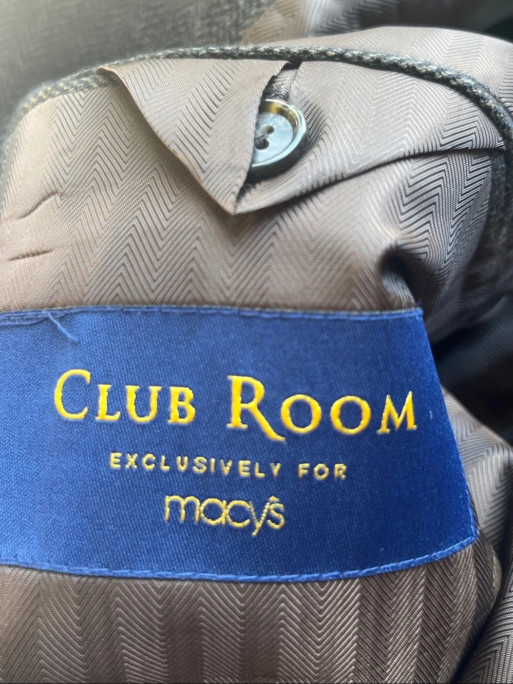 Y2K Club Room for Macy’s brown herringbone pattern sorts coat 44R